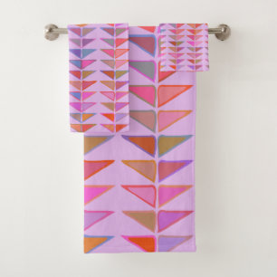 Cute Abstract Geometric Shapes in Lavender Purple Bath Towel Set