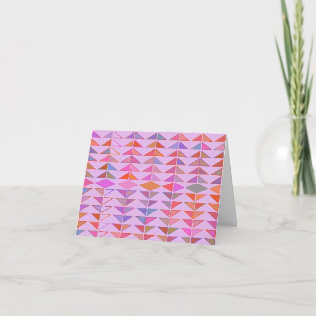 Cute Abstract Geometric Shapes in Lavender Purple Note Card (Front)