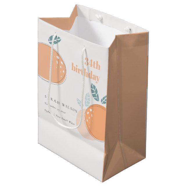 Cute Abstract Orange Fruity Bold Any Age Birthday Medium Gift Bag (Front Angled)