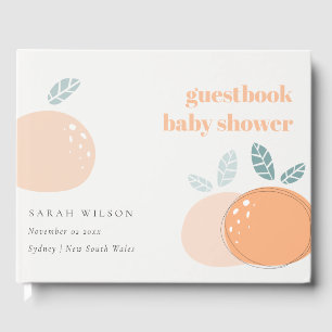 Cute Abstract Orange Fruity Bold Baby Shower Guest Book