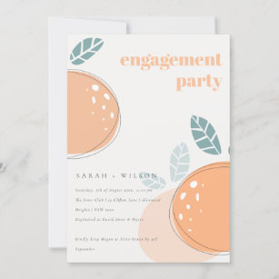 Cute Abstract Orange Fruity Bold Engagement Invitation