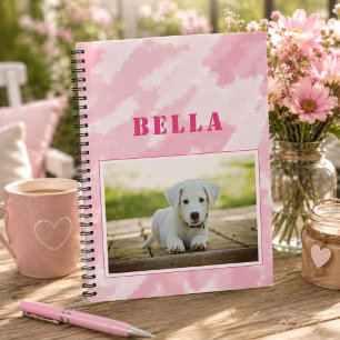 Cute Abstract Pink Dog Photo and Name Notebook