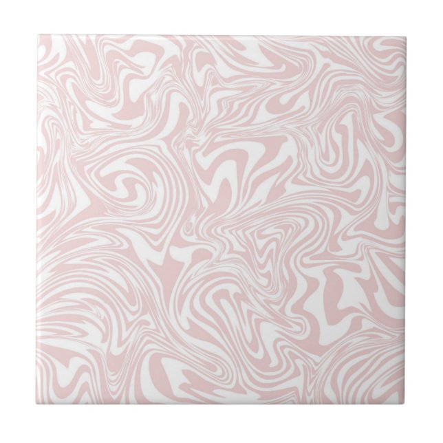 Cute Abstract Pink & White Ceramic Tile (Front)