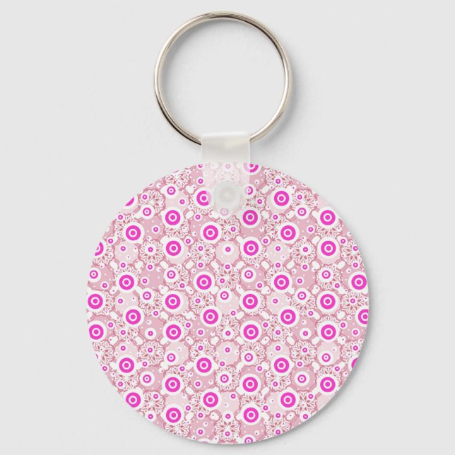 Cute abstract pinky dots patterns key ring (Front)