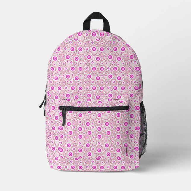 Cute abstract pinky dots patterns printed backpack (Front)