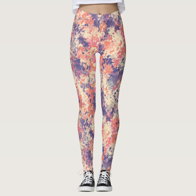 Cute Abstract Purple And Pink Camouflage Pattern. Leggings (Front)