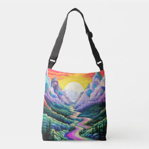 Cute Abstract Scenic Landscape Illustration Crossbody Bag