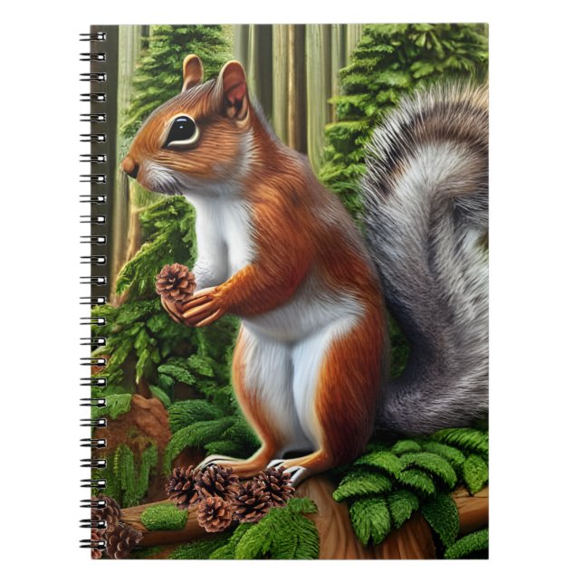 Cute Abstract Squirrel With Pinecones Notebook (Front)