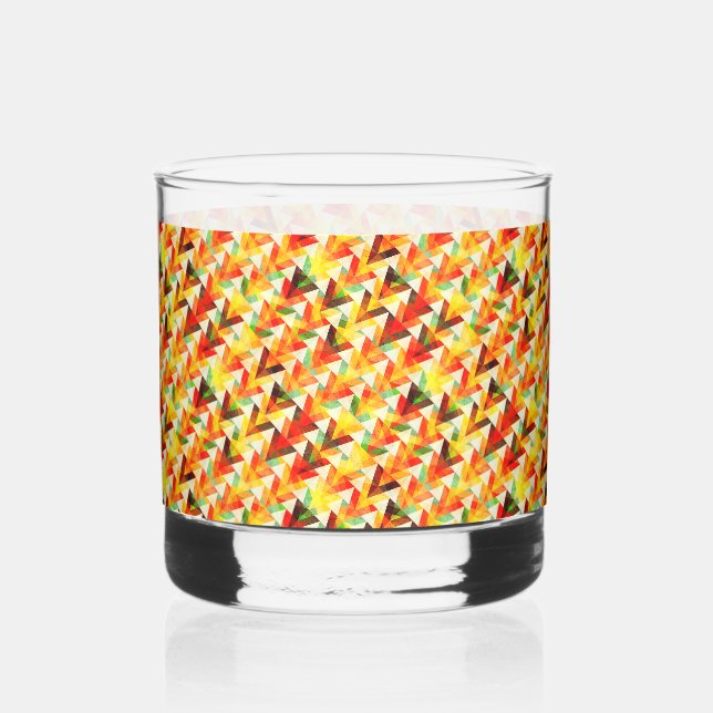 Cute abstract triangles pattern whiskey glass (Front)