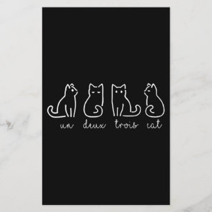 Cute Abstract Un Deux Trois Cat French Kitty