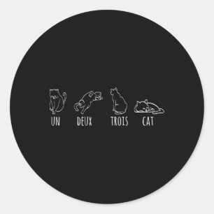 Cute Abstract Un Deux Trois Cat French Kitty  Classic Round Sticker