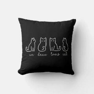 Cute Abstract Un Deux Trois Cat French Kitty Cushion