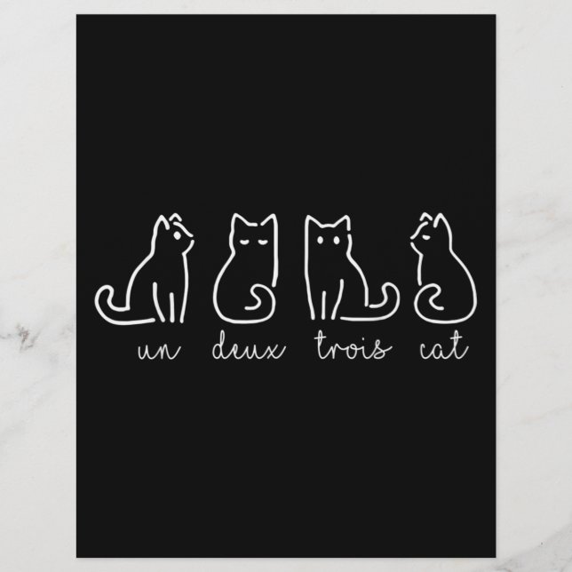 Cute Abstract Un Deux Trois Cat French Kitty Flyer (Front)