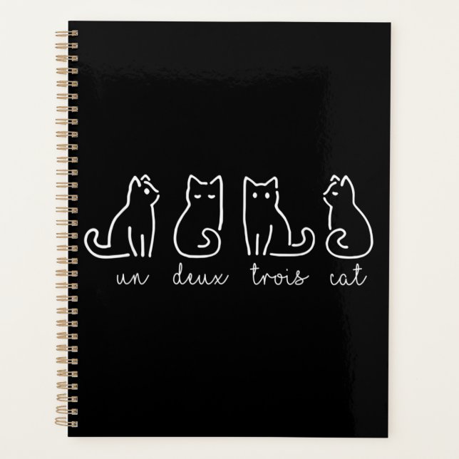 Cute Abstract Un Deux Trois Cat French Kitty Planner (Front)