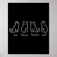 Cute Abstract Un Deux Trois Cat French Kitty