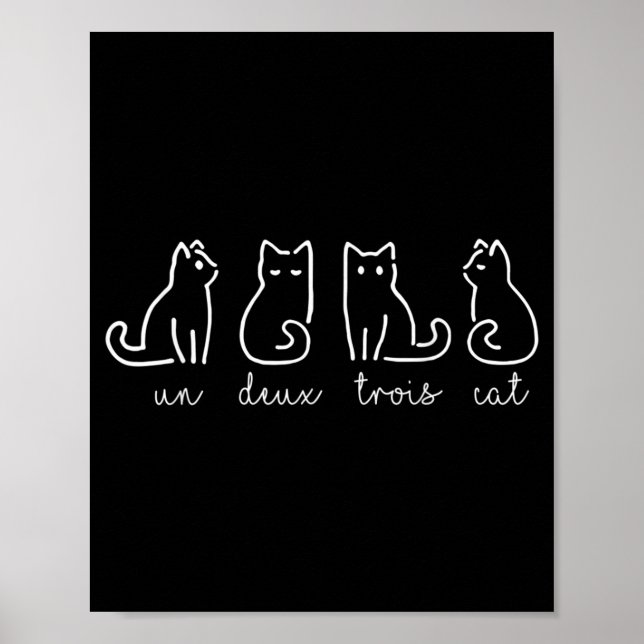 Cute Abstract Un Deux Trois Cat French Kitty Poster (Front)
