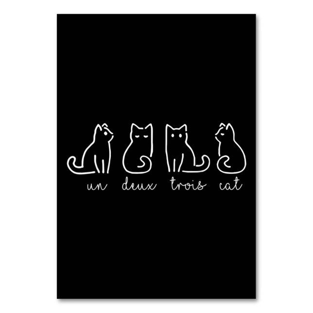 Cute Abstract Un Deux Trois Cat French Kitty Table Number (Front)