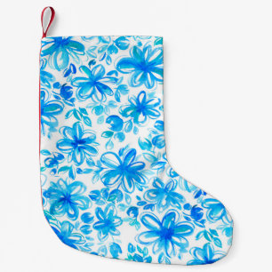 Cute abstract watercolor floral chintz seamless pa small christmas stocking