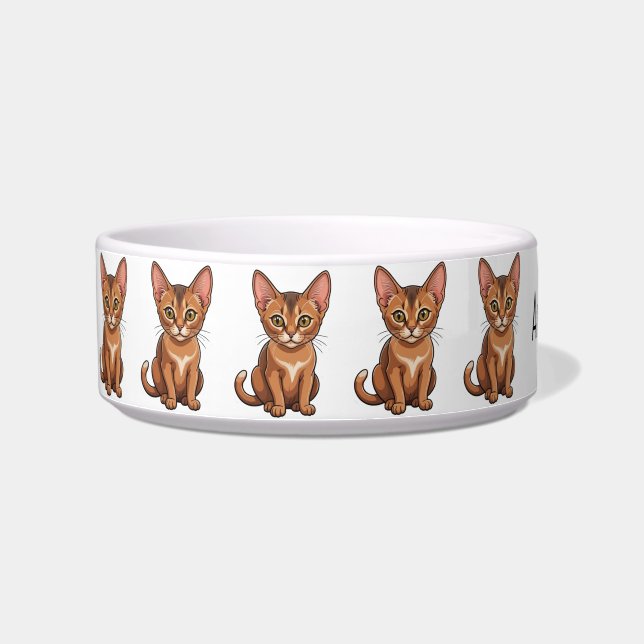 Cute Abyssinian Cats Personalise Bowl (Left)