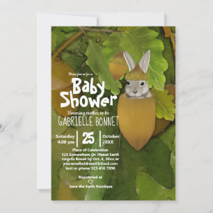 Cute Acorn Baby Bunny    Acorn Tree Invitation