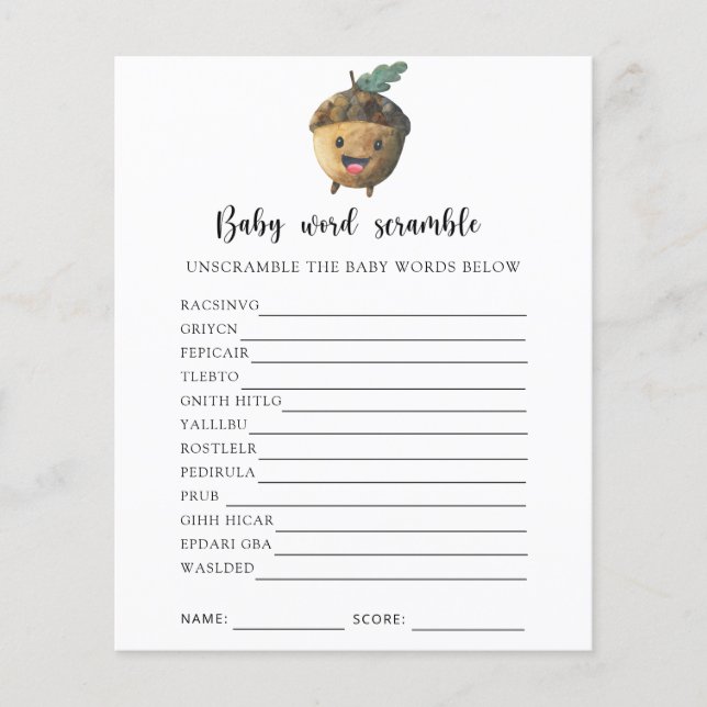 Cute acorn - Baby Word Scramble Game (Front)