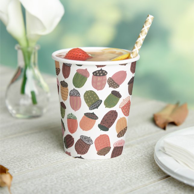 Cute Acorn fall all-over print Paper Cups (Insitu)