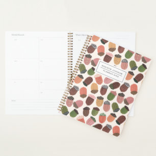 Cute Acorn Girl colourful pink Planner