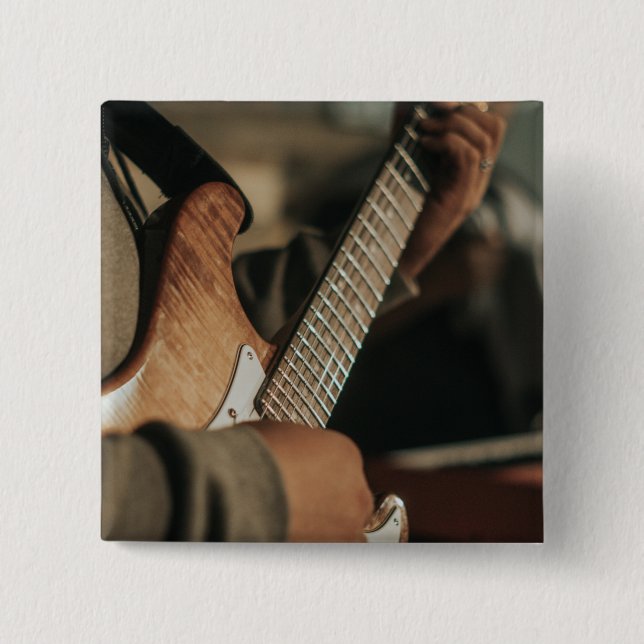 Cute Acoustic Guitar 15 Cm Square Badge (Front)