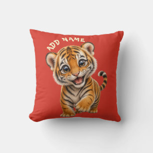 Cute Active Baby Animal Collection Tiger Red Cushion