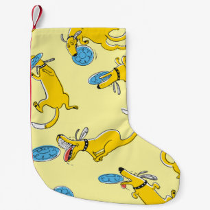 Cute activity dogs vintage seamless pattern. Doodl Small Christmas Stocking
