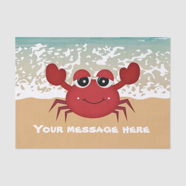 Cute add message beach crab party tissue tissue paper (Front)