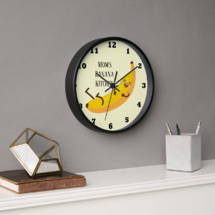 Cute add name banana kitchen clock