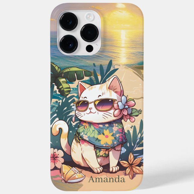 cute add name beach cat Case-Mate iPhone case (Back)