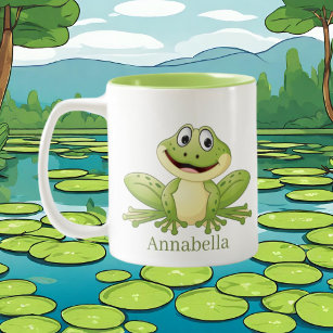 Cute add name frog lovers Two-Tone coffee mug