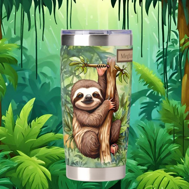 Cute add name sloth jungle lovers  insulated tumbler (Creator Uploaded)