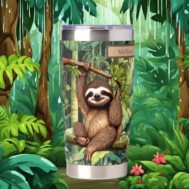 Cute add name sloth jungle lovers  insulated tumbler (Creator Uploaded)