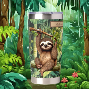 Cute add name sloth jungle lovers  insulated tumbler