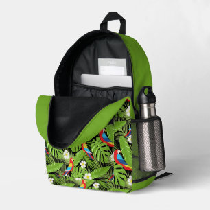 Cute add name tropical parrots  printed backpack