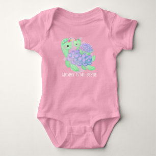 cute add text Mummy baby girl turtle Bodysuit