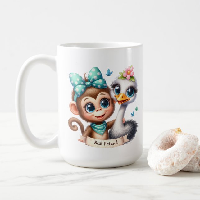 Cute add your message best Friend  Coffee Mug (With Donut)