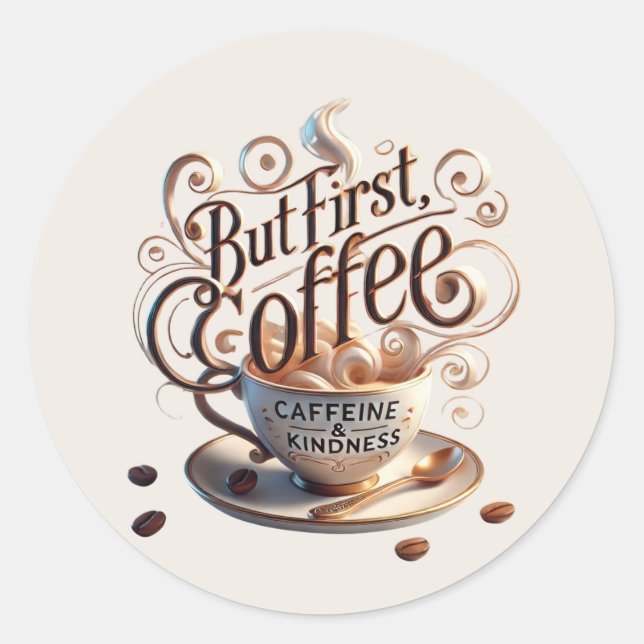 Cute add your text coffee shop  classic round sticker (Front)