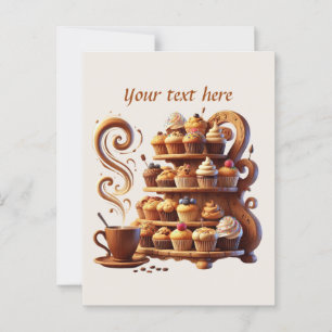 Cute add your text coffee shop  postcard