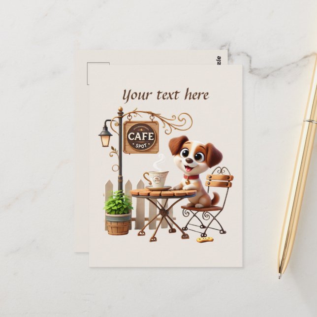 Cute add your text coffee shop  postcard (Front/Back In Situ)