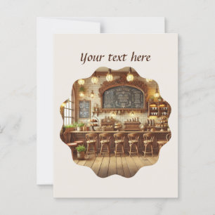 Cute add your text coffee shop  postcard