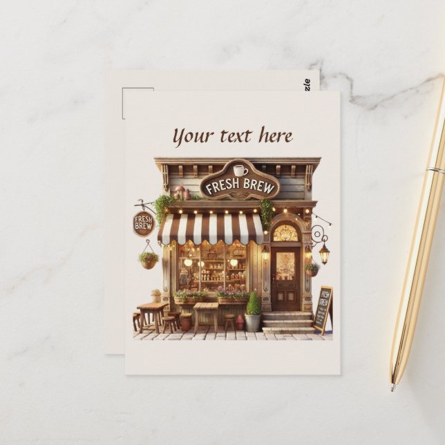 Cute add your text coffee shop  postcard (Front/Back In Situ)