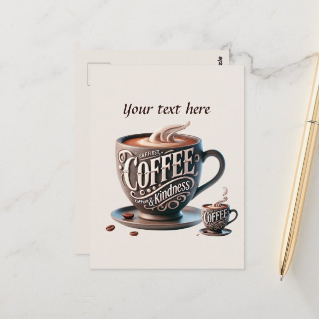 Cute add your text coffee shop  postcard (Front/Back In Situ)