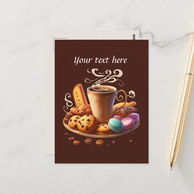 Cute add your text coffee shop  postcard (Front/Back In Situ)