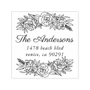 Cute address stamp with wreath of roses
