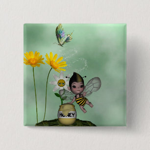 Cute Adorable Baby Bumble Bee Honey 15 Cm Square Badge