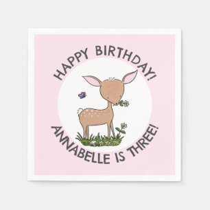 Cute adorable baby deer personalised birthday napkin